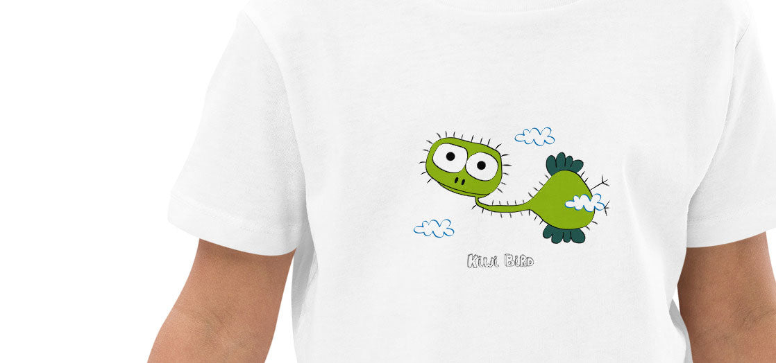Detalle del estampado del divertido personaje Kiwi Bird.