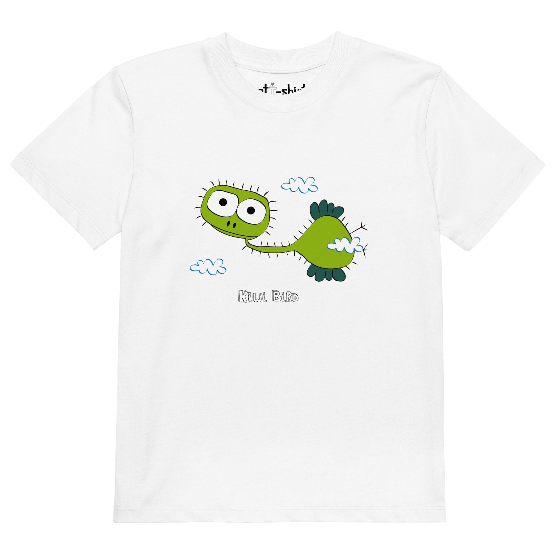 Camiseta de niño/a ecológica y de manga corta. Personaje Kiwi Bird en su parte frontal.