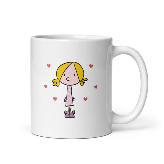 Taza desayuno blanca brillante de 325 ml de volumen del personaje Chupa Chup Girl.