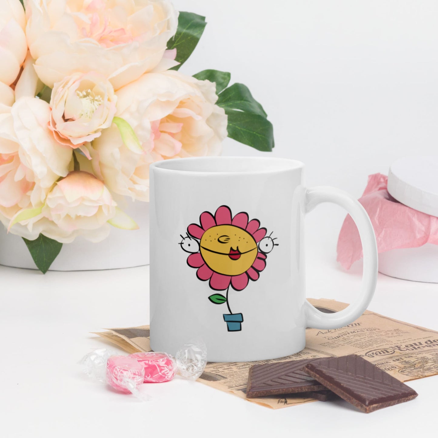 Taza desayuno blanca brillante 325 ml. Florette