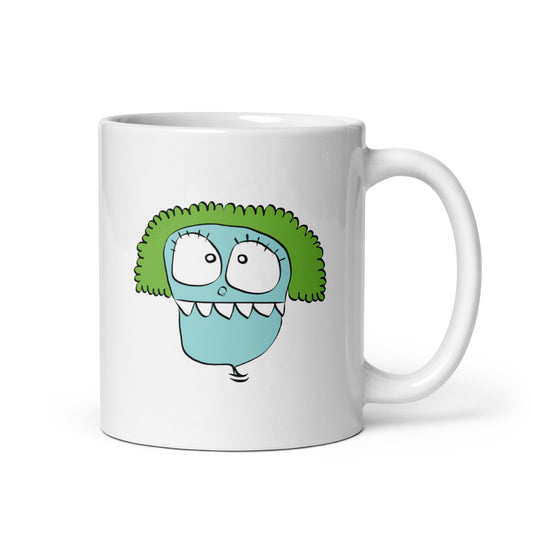 Taza desayuno blanca brillante de 325 ml de volumen. Personaje Mr Brocolius.