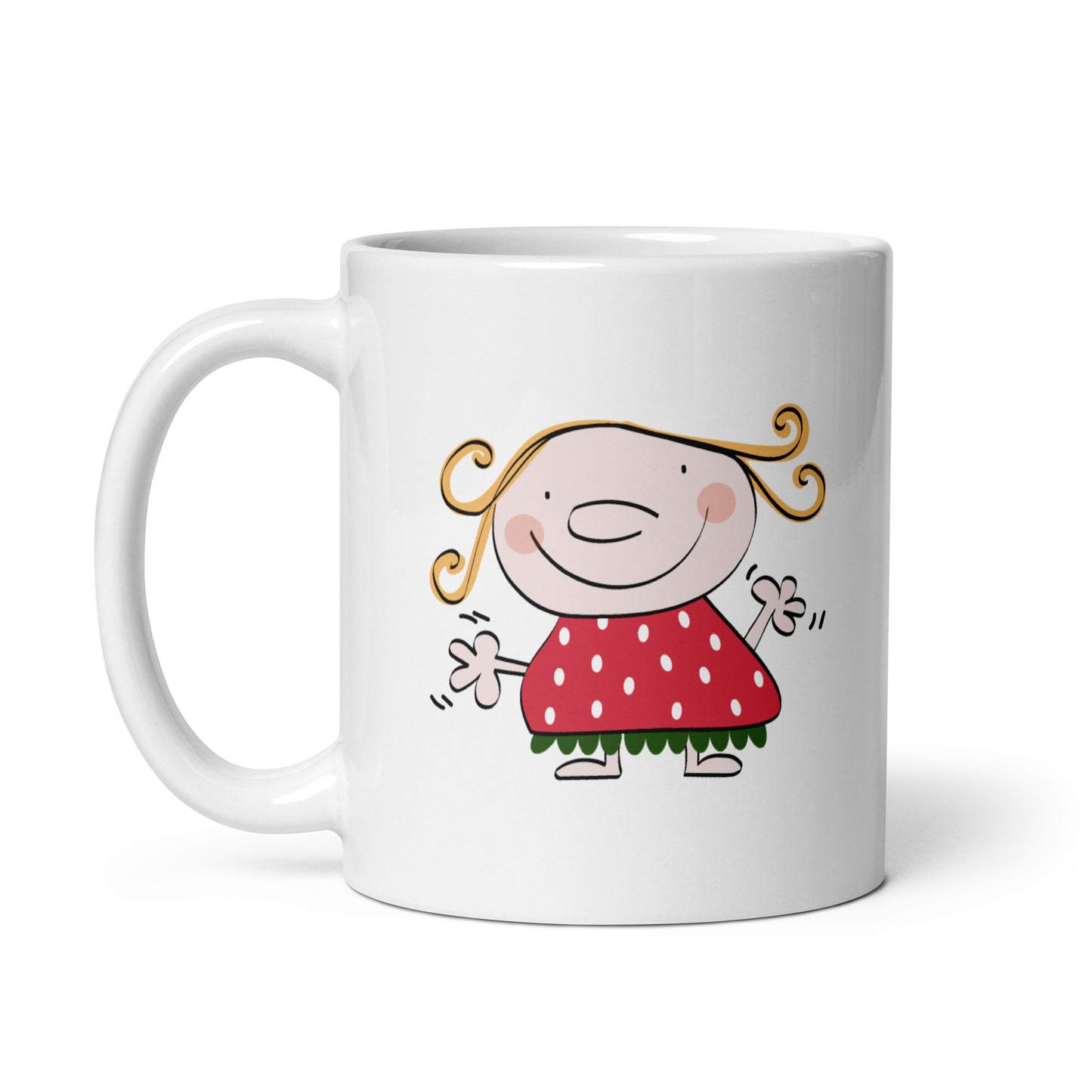 Taza desayuno blanca brillante Strawberry Girl Forever