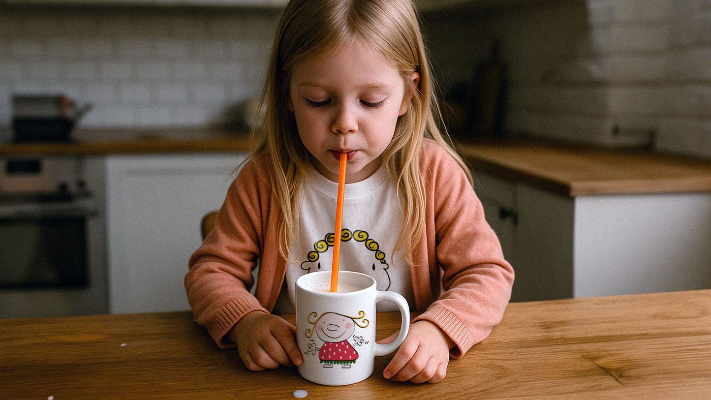 Taza desayuno blanca brillante Strawberry Girl Forever